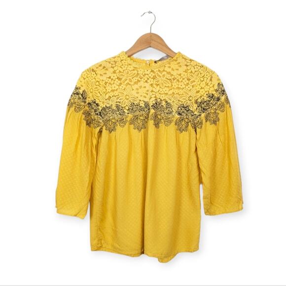 Marks & Spencer Tops - Marks & Spencer Collection Yellow Gold Lace Blouse